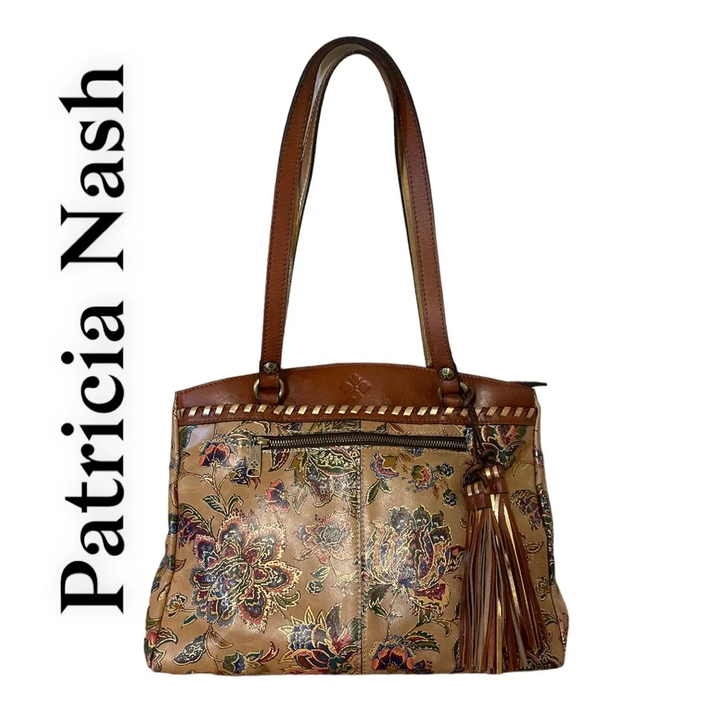Patricia Nash Brown/Goldish Leather Handbag